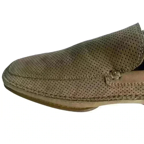 Bruno Magli Mens  Tan Perforated Suede Penny Loafers & Slip On In Italy 10M/43.5 - Picture 11 of 12
